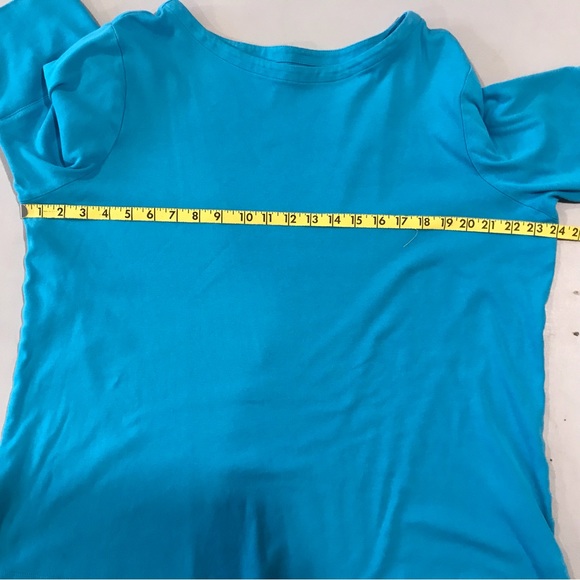 CJ Banks Teal Knit Top, 2X, 3/4 Sleeve - Picture 8 of 9